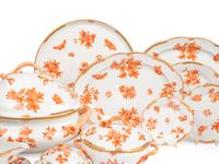 A Herend Fortuna Rust Porcelain Dinner Service