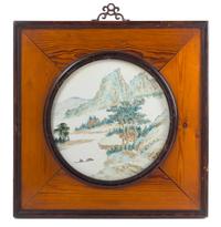 Four Qianjiang Enameled Porcelain Plaques Diameter 11 inches. — LATE QING DYNASTY