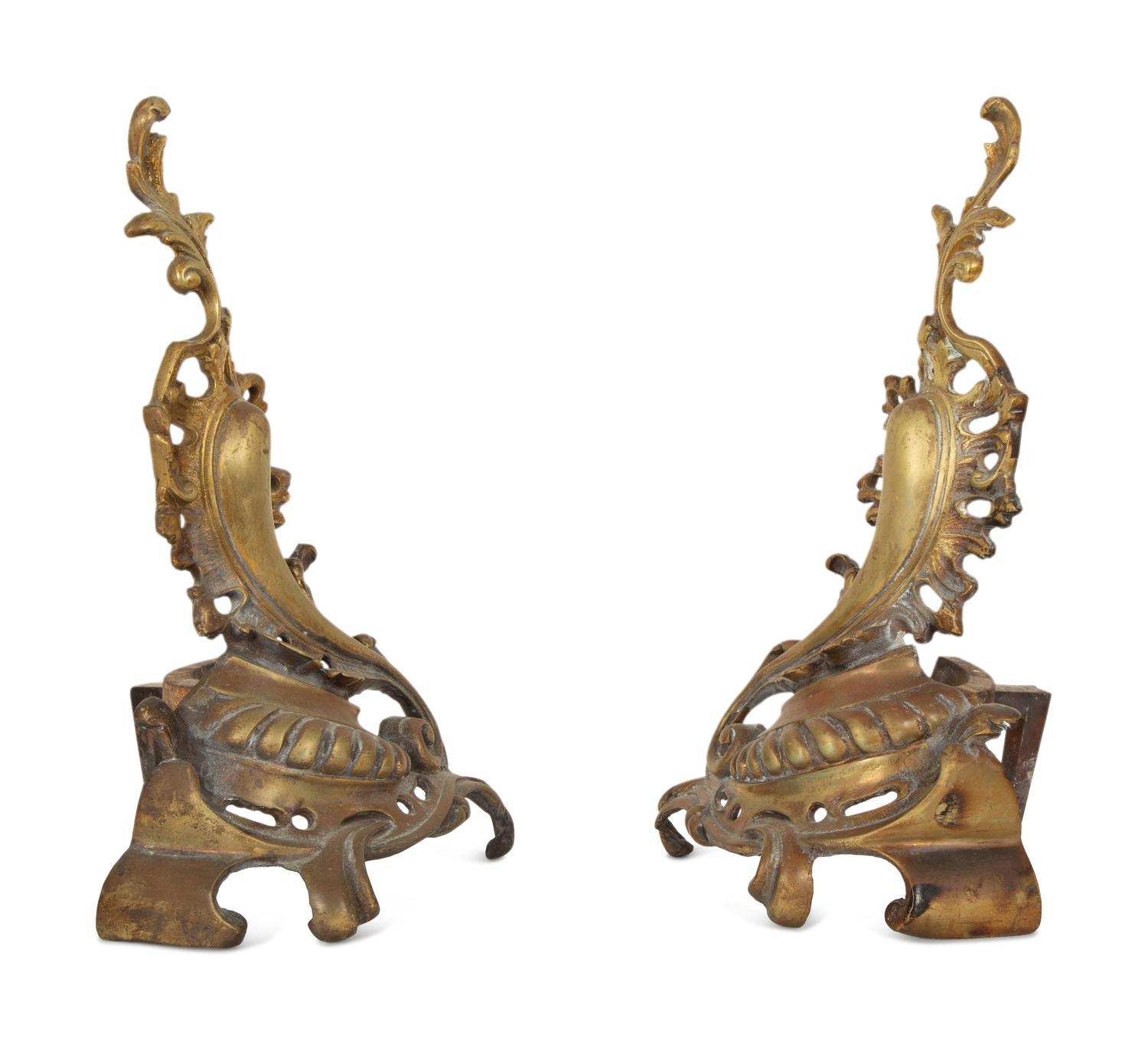 A Pair of Louis XV Style Gilt Bronze Chenets