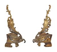A Pair of Louis XV Style Gilt Bronze Chenets