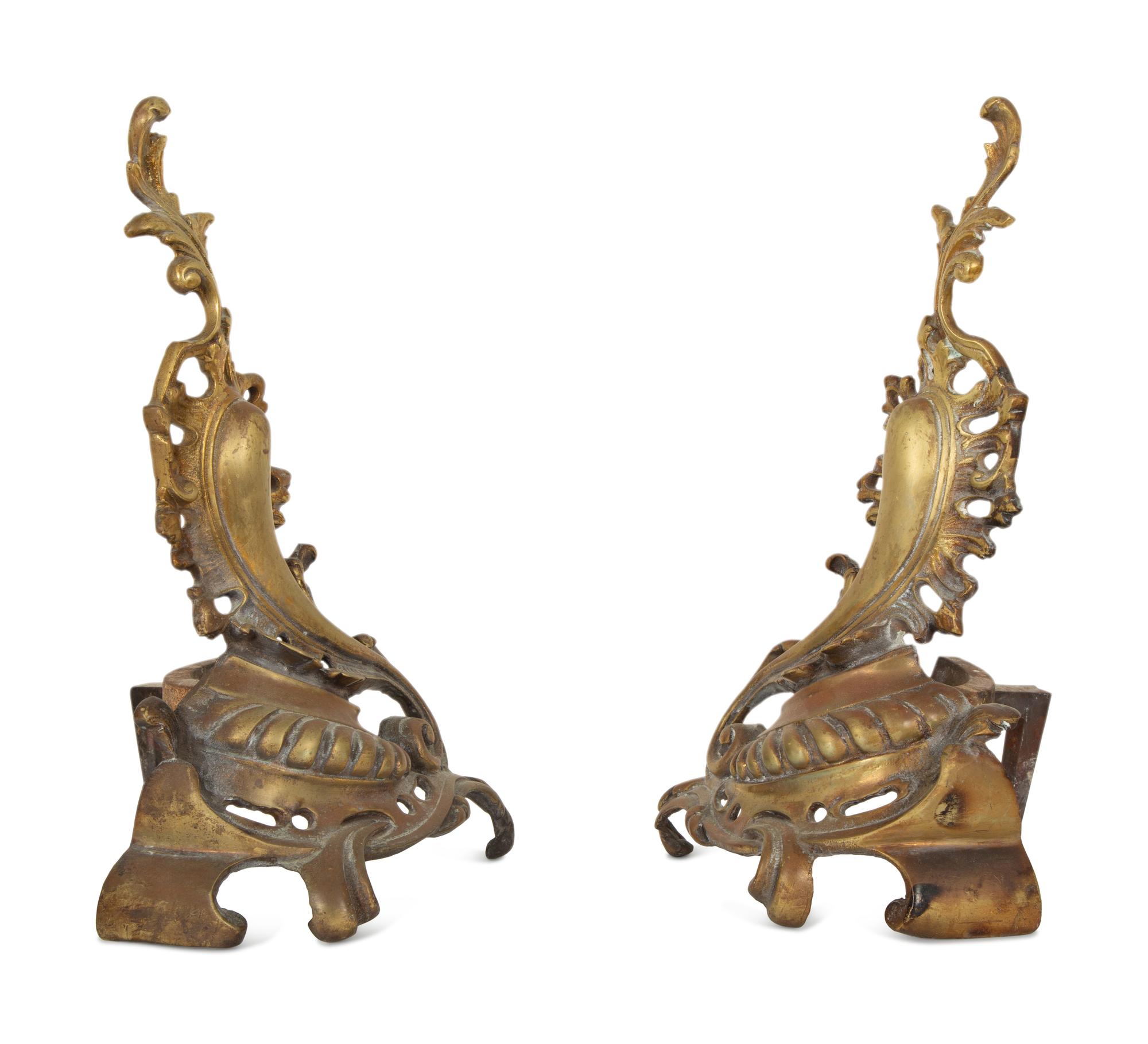 A Pair of Louis XV Style Gilt Bronze Chenets