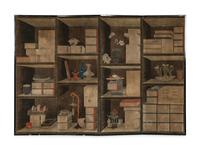 Attributed to Lee Taek-Gyun (Korean, 1808-after 1883) 李宅均（款） （朝鮮王朝，1808-1883以后） 《冊架圖》四扇屏