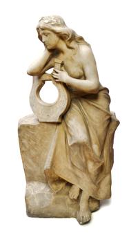 An Art Nouveau Carved Marble Figure, Height 26 1/2 inches.
