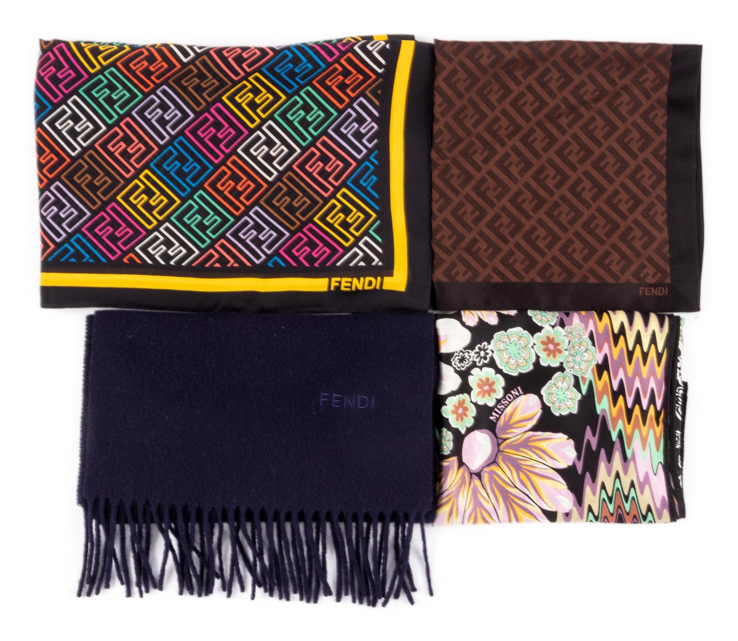 Collection of Eight Scarves; Four Valentino, One Missoni, Three Fendi, 1980-2000s