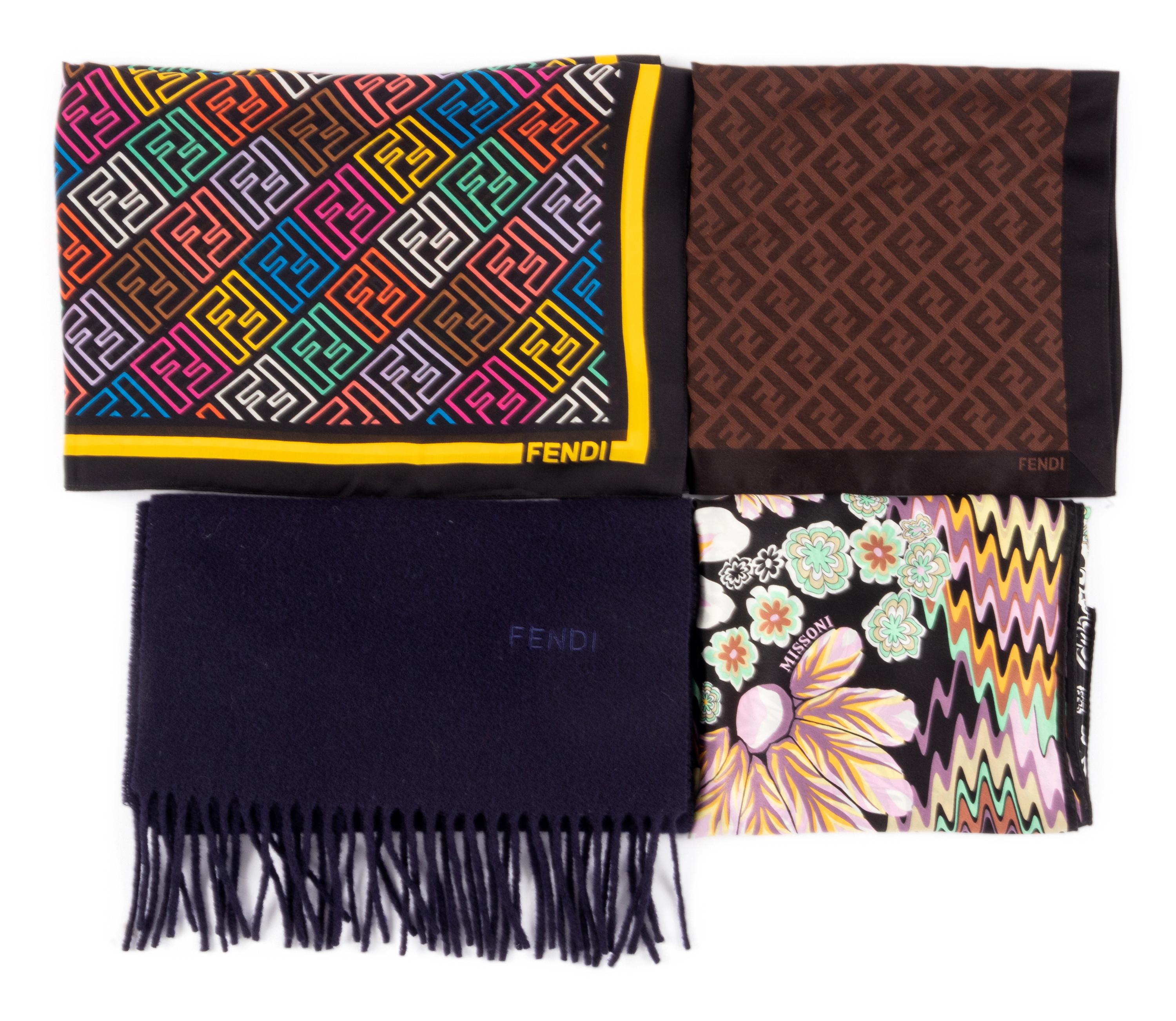 Collection of Eight Scarves; Four Valentino, One Missoni, Three Fendi, 1980-2000s