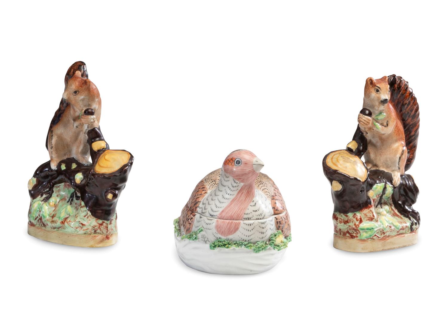 A Pair of Staffordshire Squirrel Figures