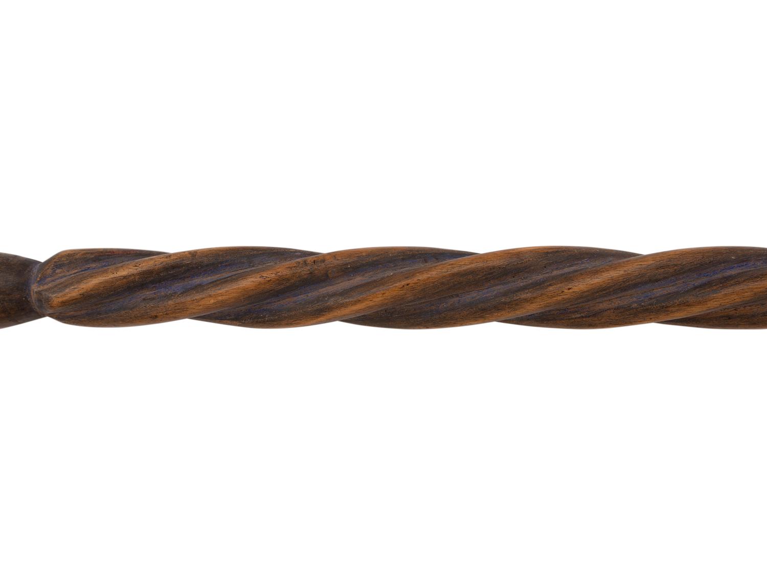 Western Great Lakes Polychrome Wood Staff, with Puzzle Stem