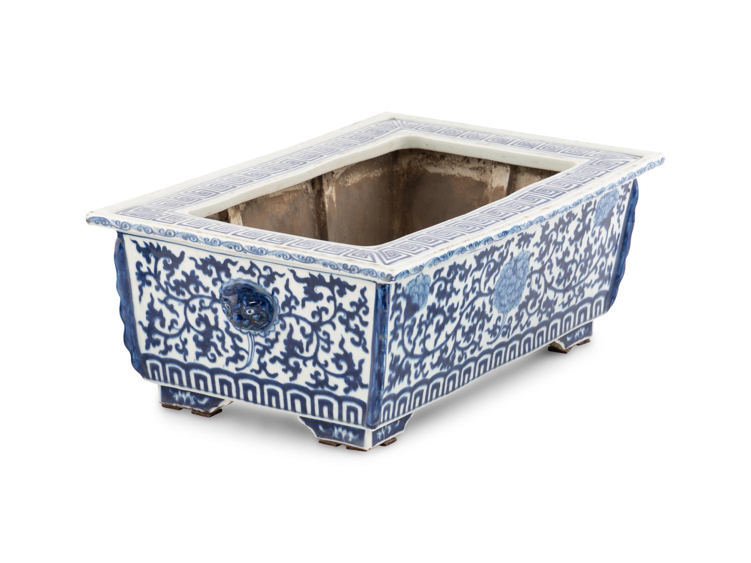 Three Chinese Blue and White Porcelain Planters