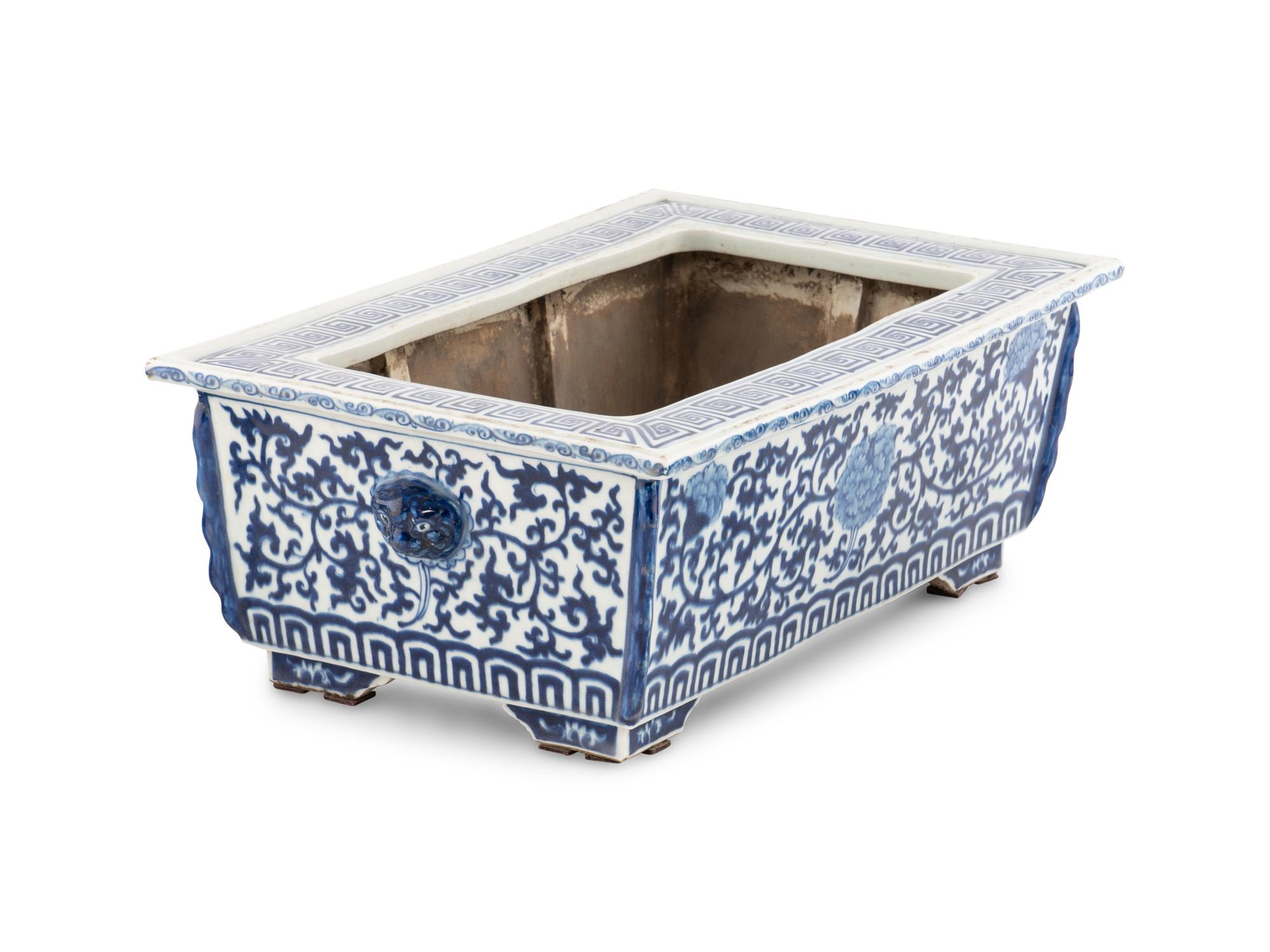 Three Chinese Blue and White Porcelain Planters