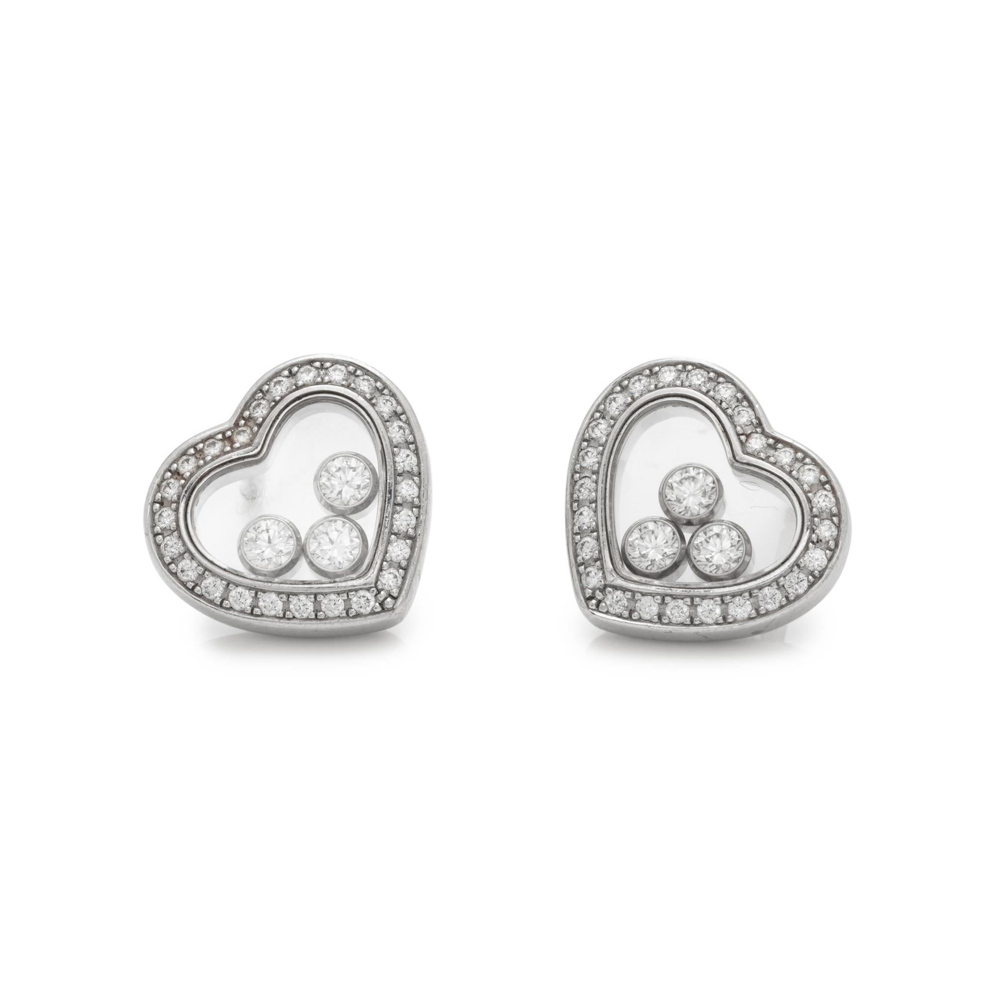CHOPARD, WHITE GOLD AND DIAMOND 'HAPPY DIAMONDS' STUD EARRINGS