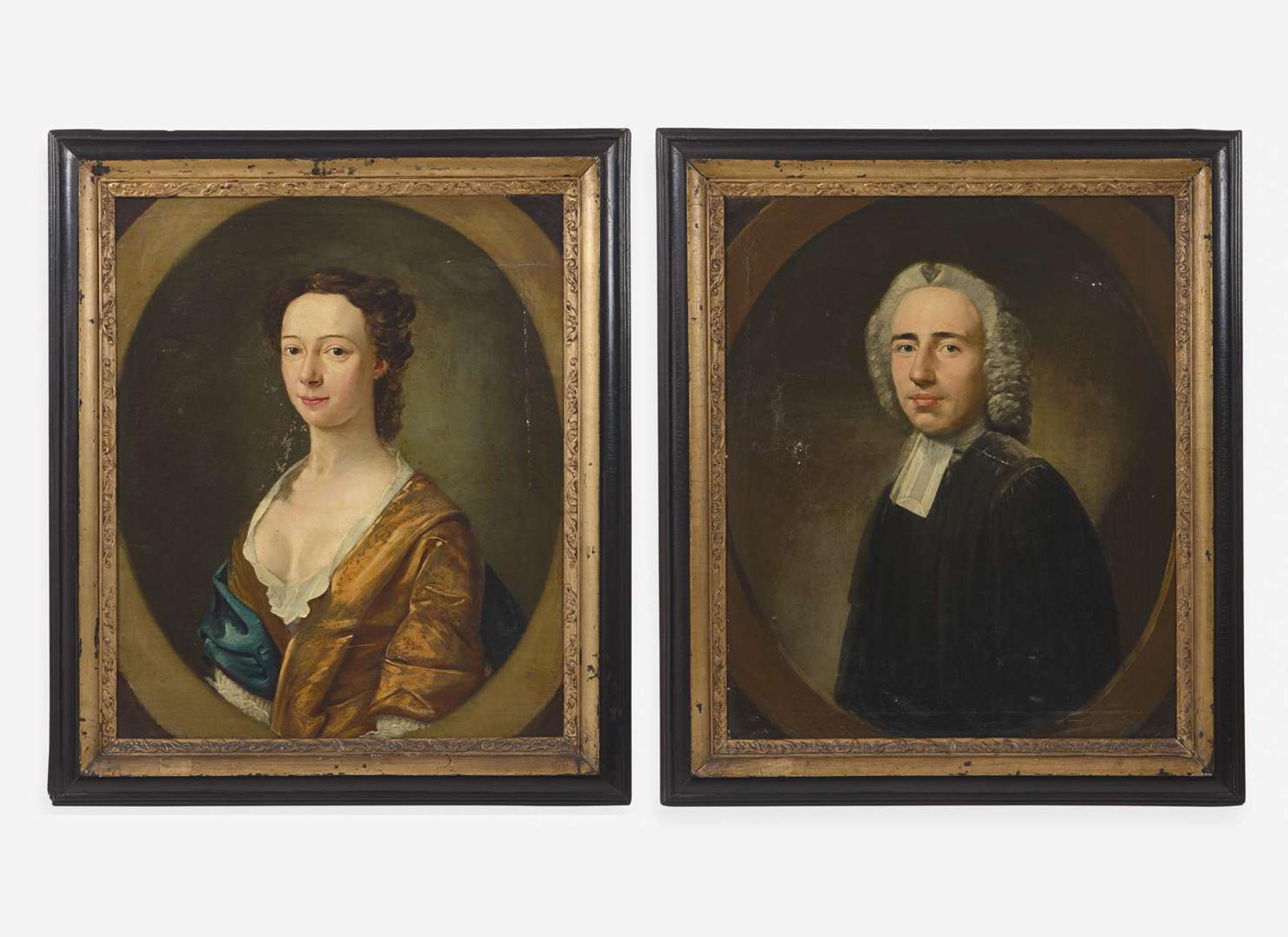 Attributed to Nathaniel Hone I (English, 1718-1784), A Pair of Portraits: Lady and Gentleman, circa 1741