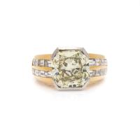 FRENCH, FANCY YELLOW DIAMOND AND DIAMOND RING