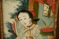 Three Chinese Reverse Glass Paintings on Glass