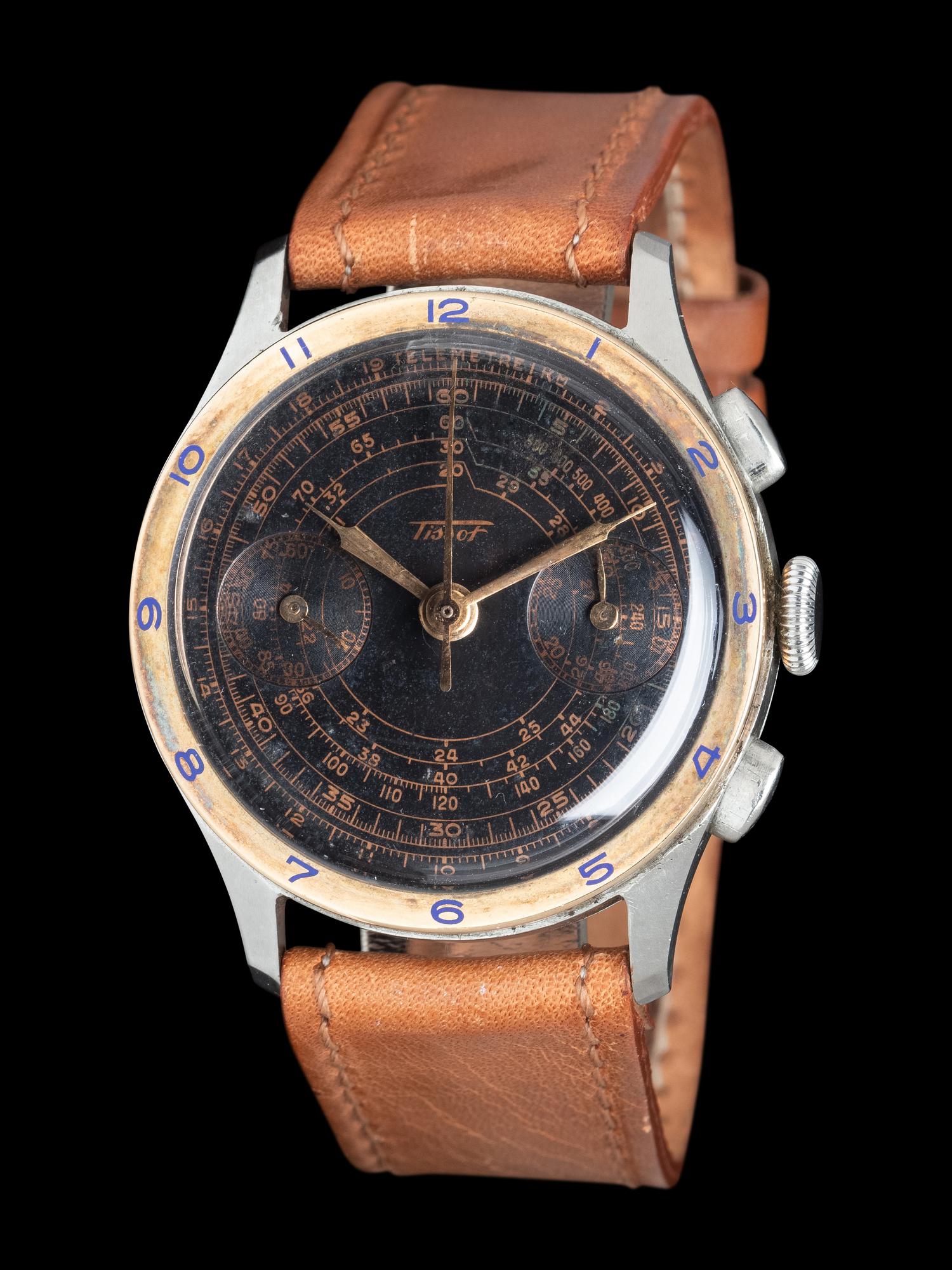 TISSOT, STAINLESS STEEL AND YELLOW GOLD CHRONOGRAPH WATCH
