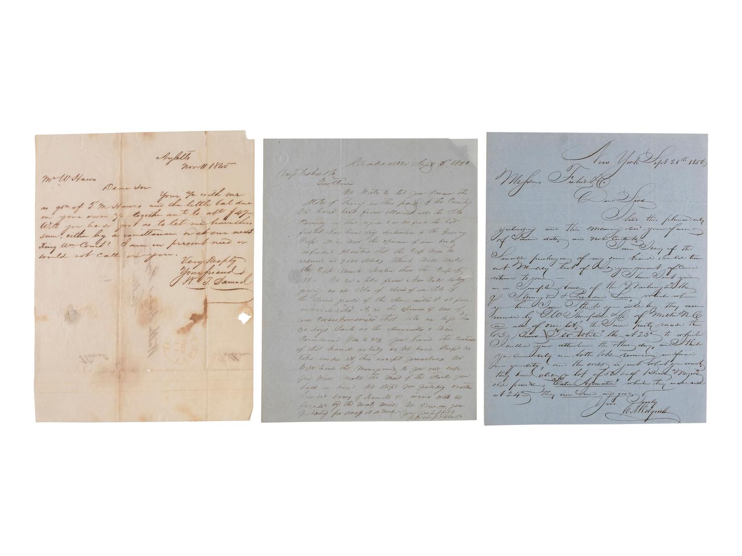 [MASSACHUSETTS]. A group of documents related to the prominent Boston, Massachusetts, firm of Fisher & Co., including: