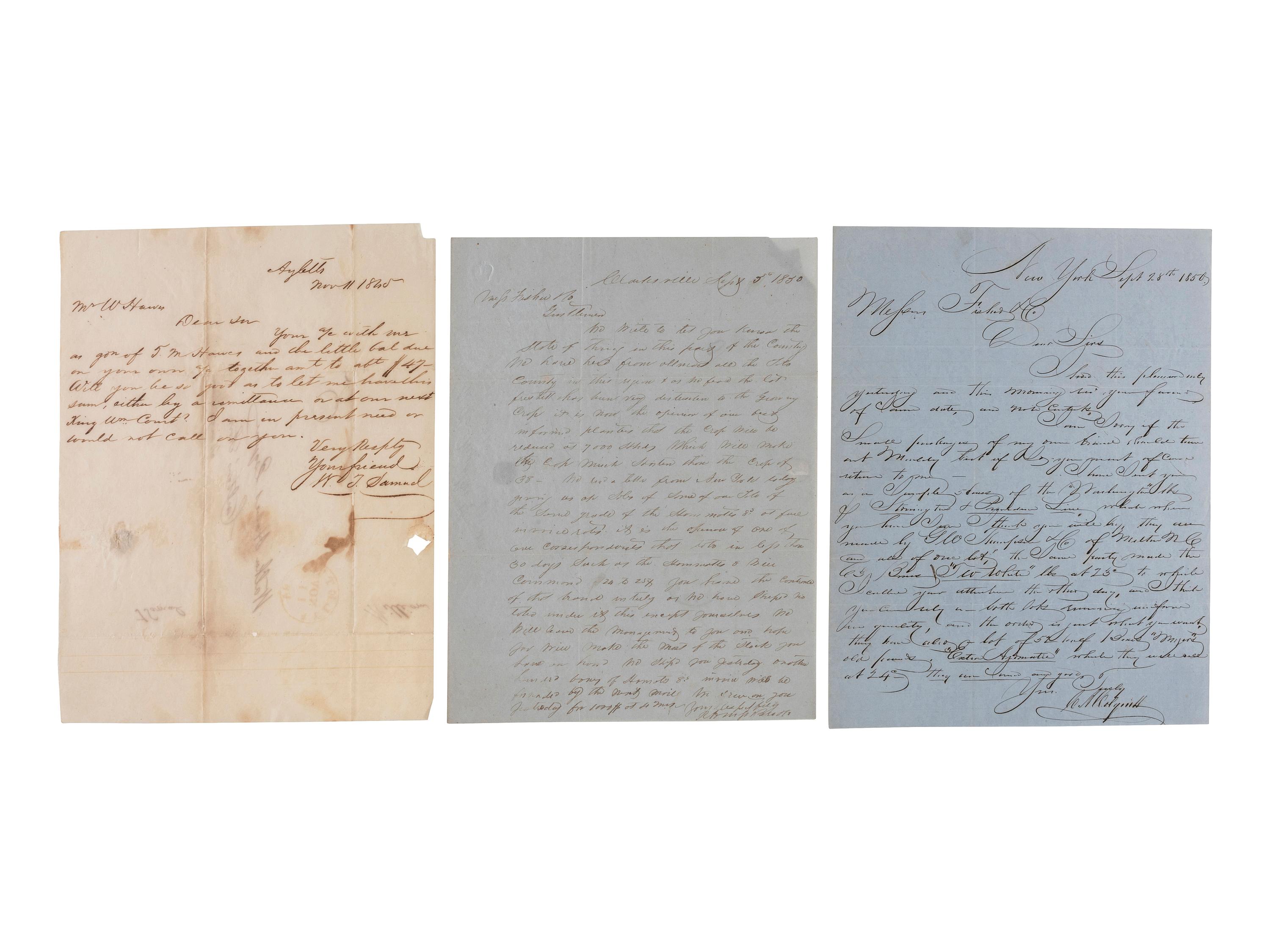[MASSACHUSETTS]. A group of documents related to the prominent Boston, Massachusetts, firm of Fisher & Co., including:
