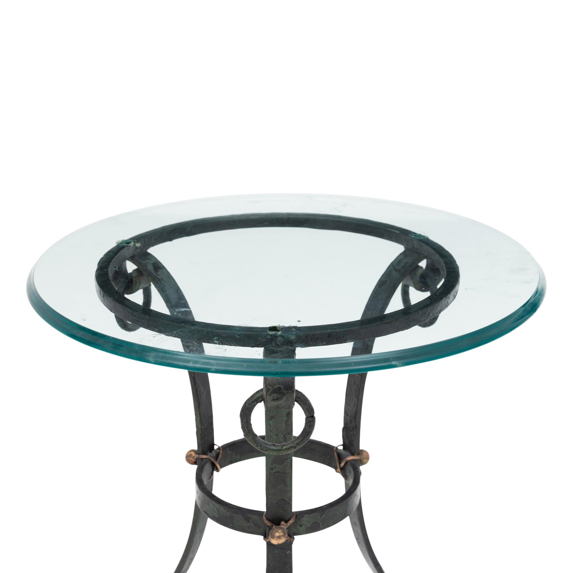 A Pair of Spanish Colonial Style Parcel-Gilt Iron Side Tables