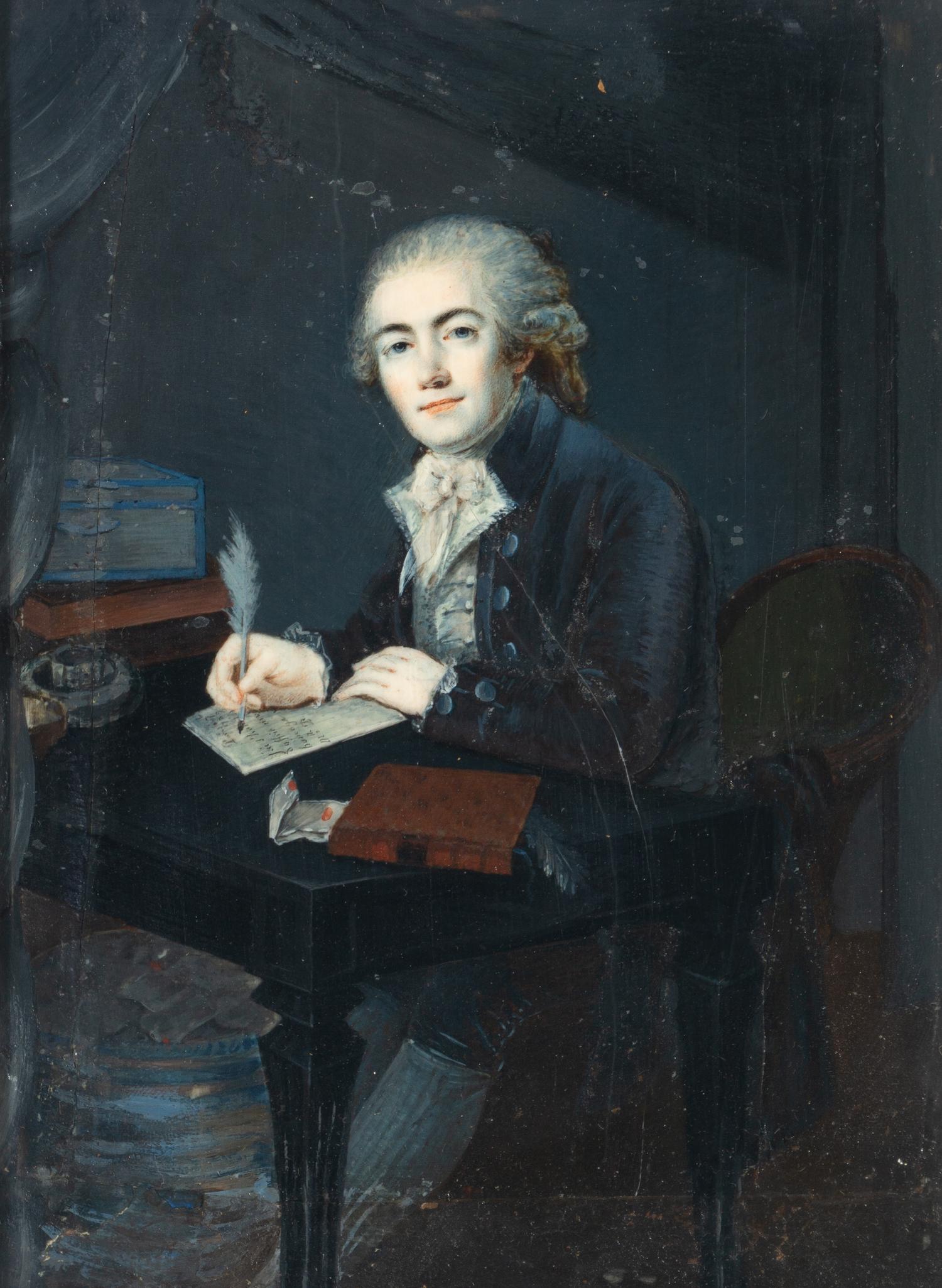 Two Reverse-Painted Glass Portraits of Madame and Monsieur Enfantin