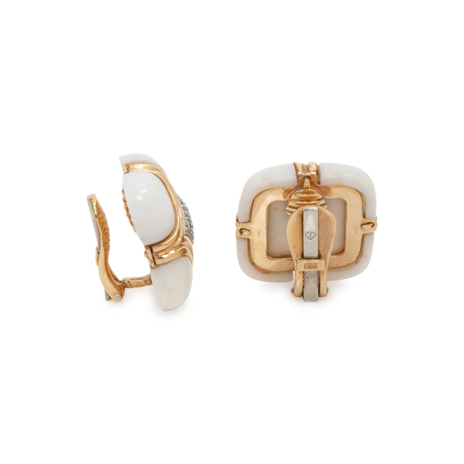 CORAL AND DIAMOND EARCLIPS