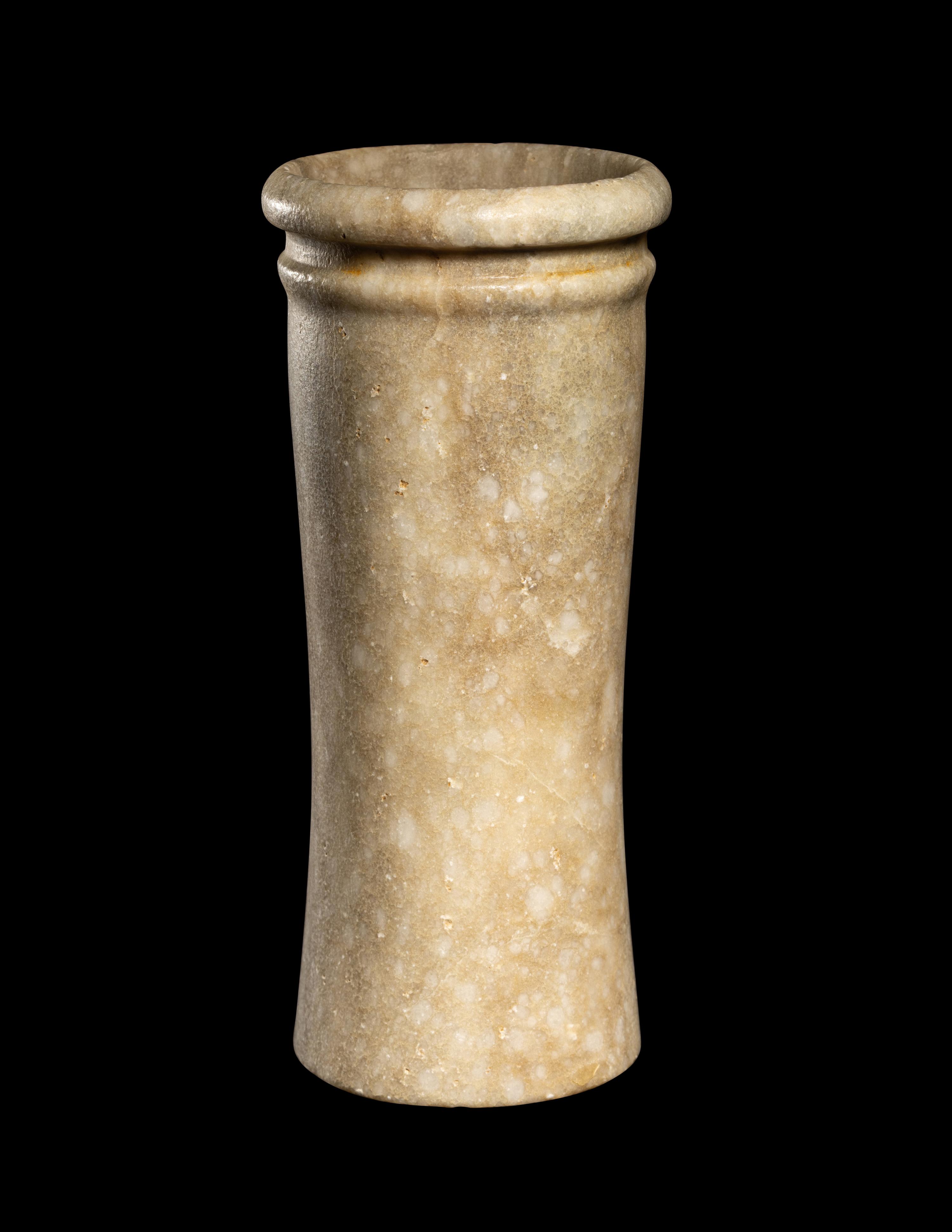 An Egyptian Alabaster Cylindrical Vessel