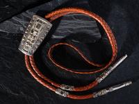 Sterling Silver Bolo Tie, with 14K Gold Petroglyph Accents