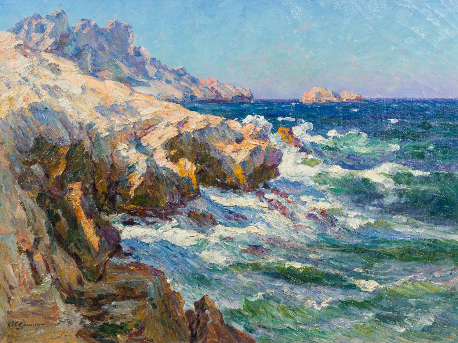 Adolphe-Louis Gaussen, (French, 1871-1954), Seascape (9 Rocks)