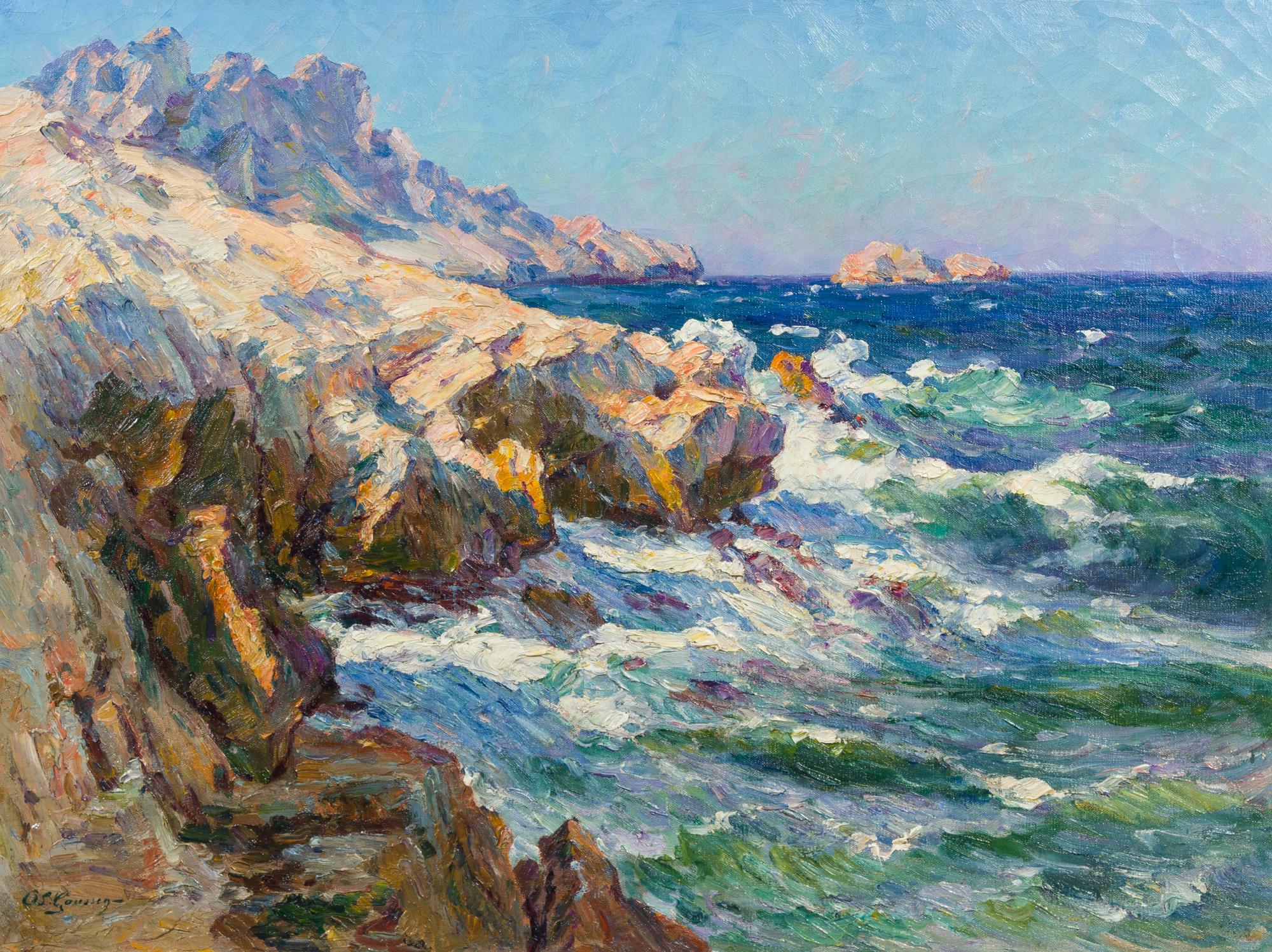 Adolphe-Louis Gaussen, (French, 1871-1954), Seascape (9 Rocks)