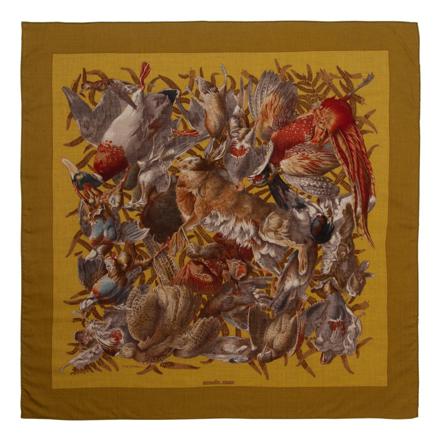 Two Hermès 90cm Silk/Cashmere Scarves