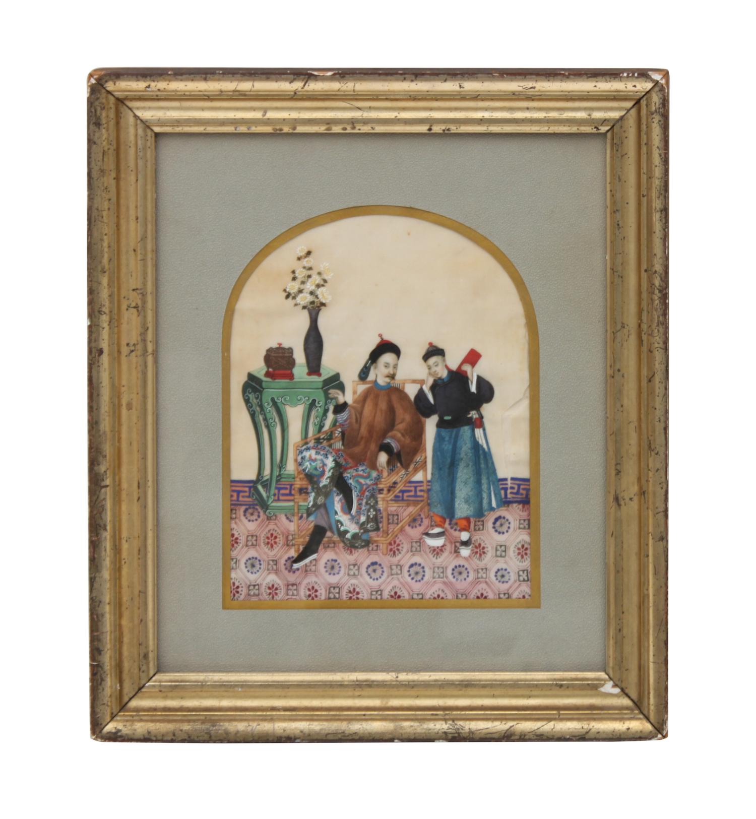 Two Chinese Paintings on Pith Height 16 x width 14 inches