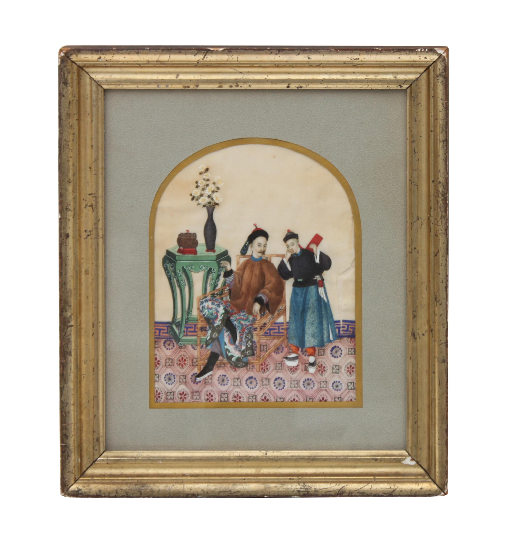 Two Chinese Paintings on Pith Height 16 x width 14 inches