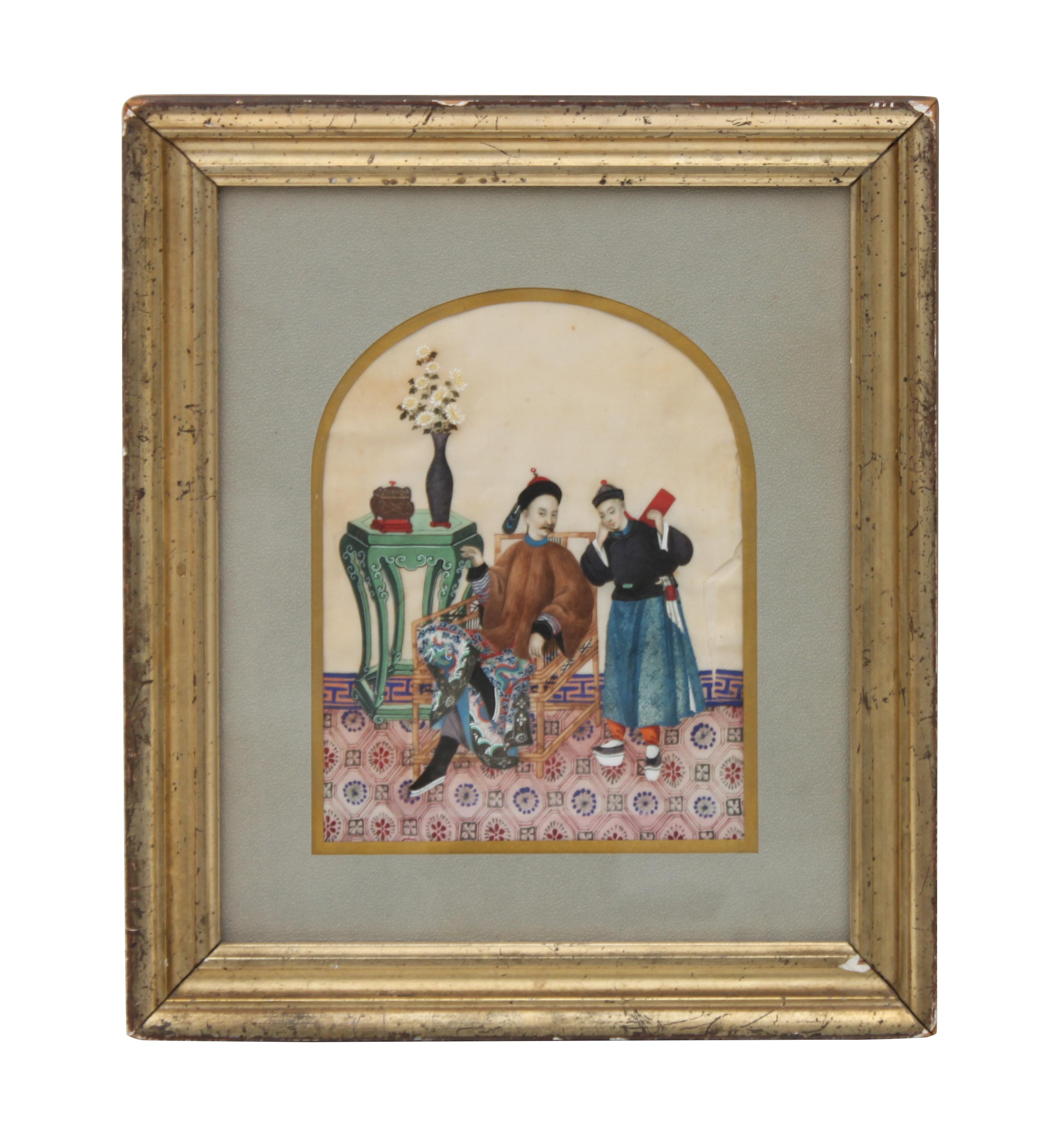 Two Chinese Paintings on Pith Height 16 x width 14 inches