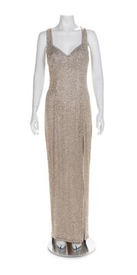 Fabrice Gray Fully Beaded Halter Dress, 1990-2000s