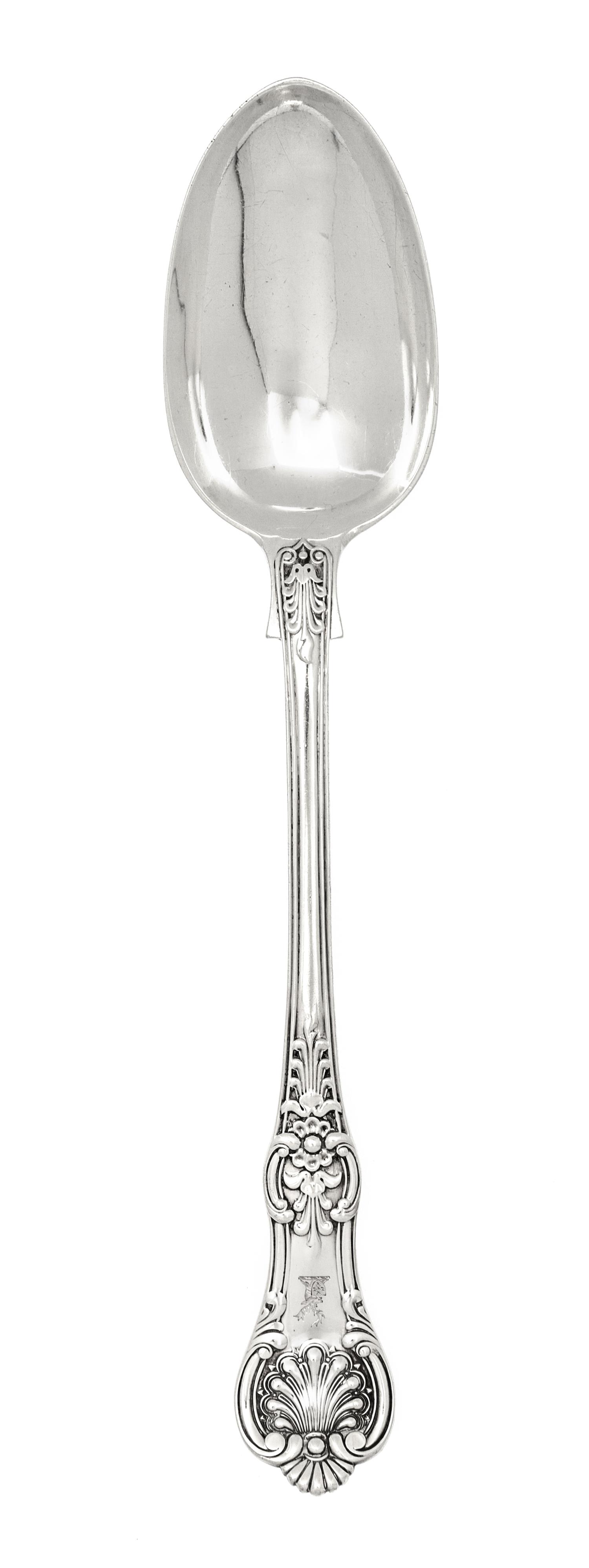 A Victorian Silver Serving Spoon, George William Adams, London, 1864, with a shell and foliate decorated handle.