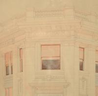 A Hand Rendered Presentation Drawing of the Lake View State Bank Building at Clark & Belmont in Chicago, IL. 34.5" W x .75" D x 29.5" H — United States, 20th Century