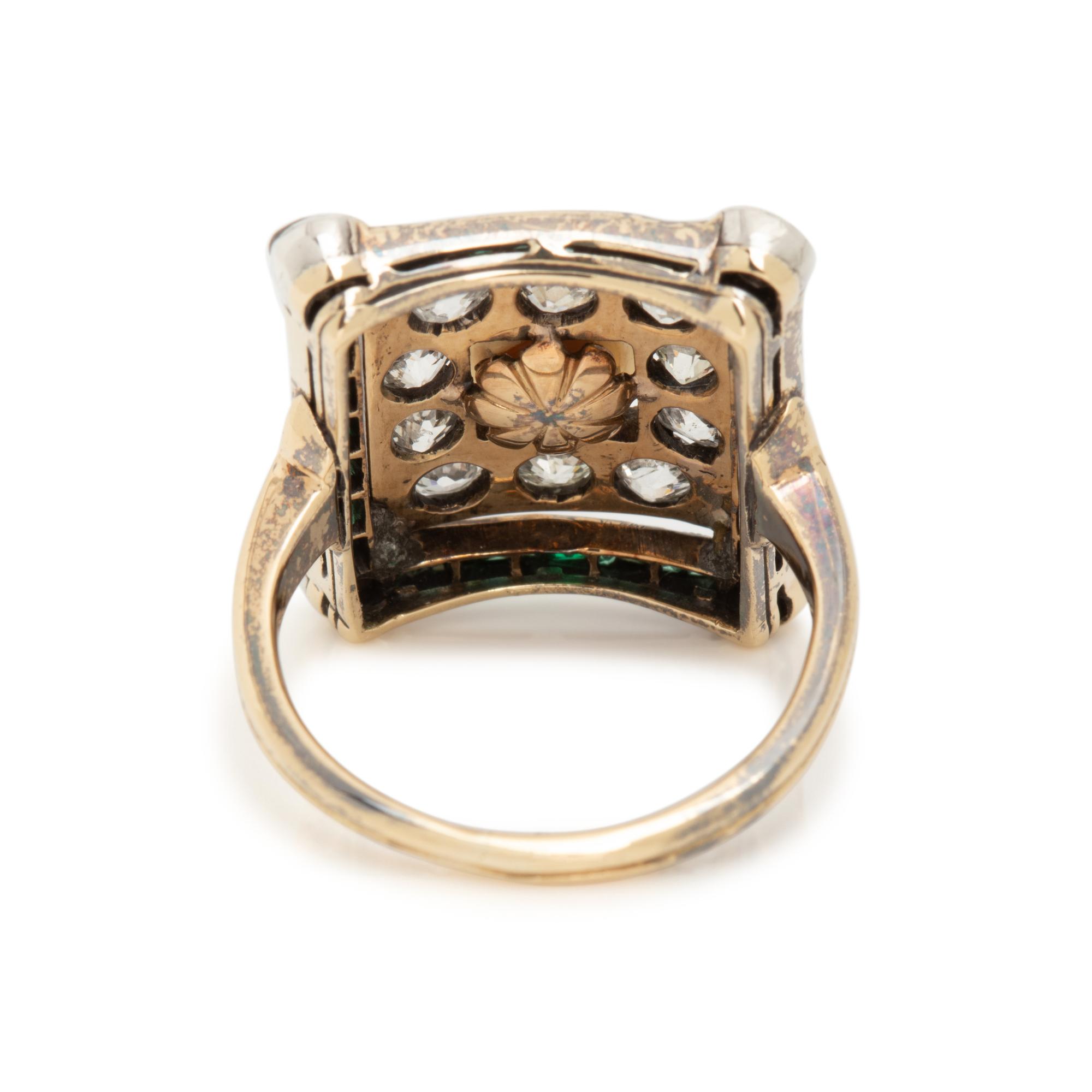ANTIQUE, PEARL, DIAMOND AND EMERALD RING