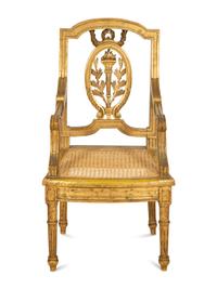 A Louis XVI Style Giltwood Child's Armchair