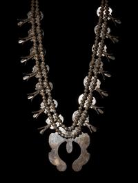 Navajo Silver and Turquoise Squash Blossom Necklace