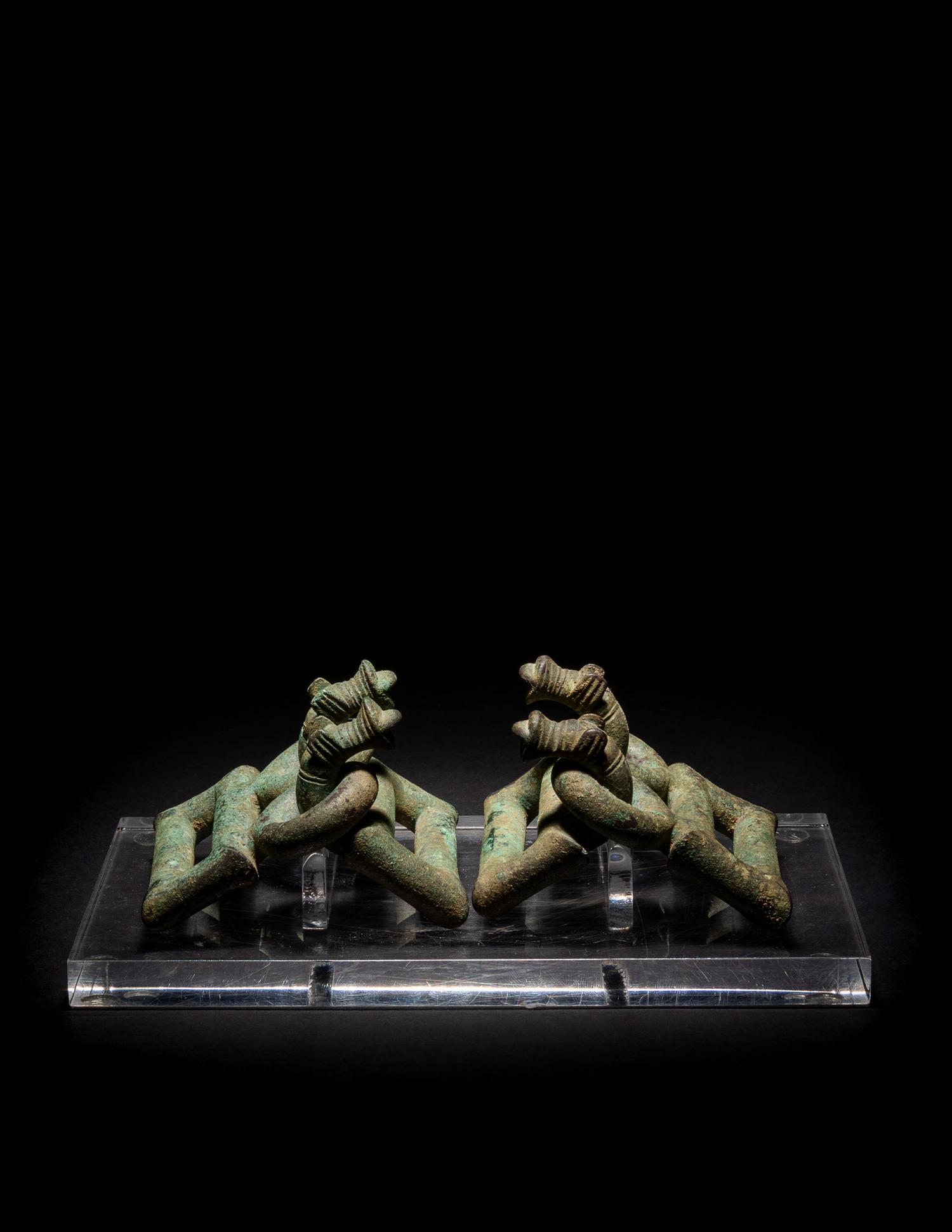 A Pair of Villanovan Bronze Horse Head Buckles