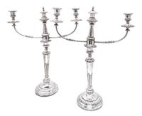 A Pair of Silver Plate Two-Light Convertible Candelabra Height 25 inches. — 19TH CENTURY