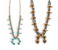 Two Southwestern Squash Blossom Necklaces Length of largest 22 inches