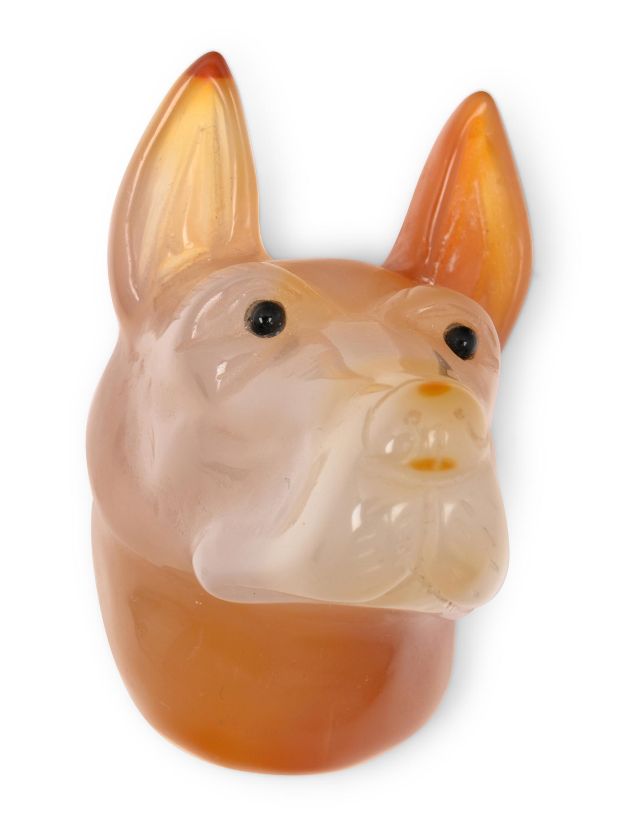 A Continental Carved Hardstone-Inset Zoomorphic Figure
