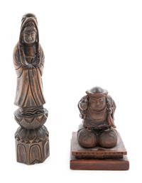 Two Japanese Carved Wood Figures