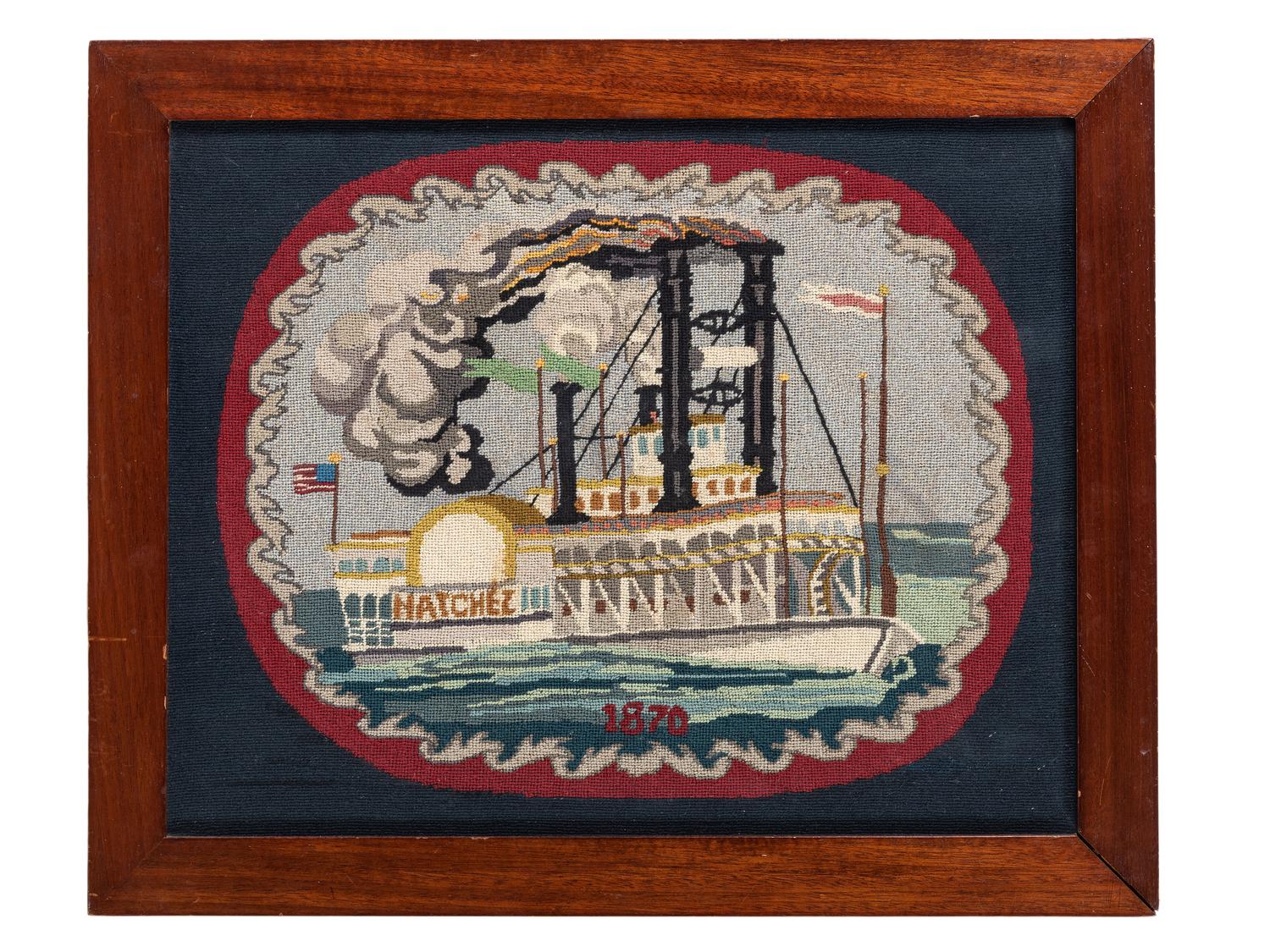 A Needlework Picture of the Paddleboat Natchez