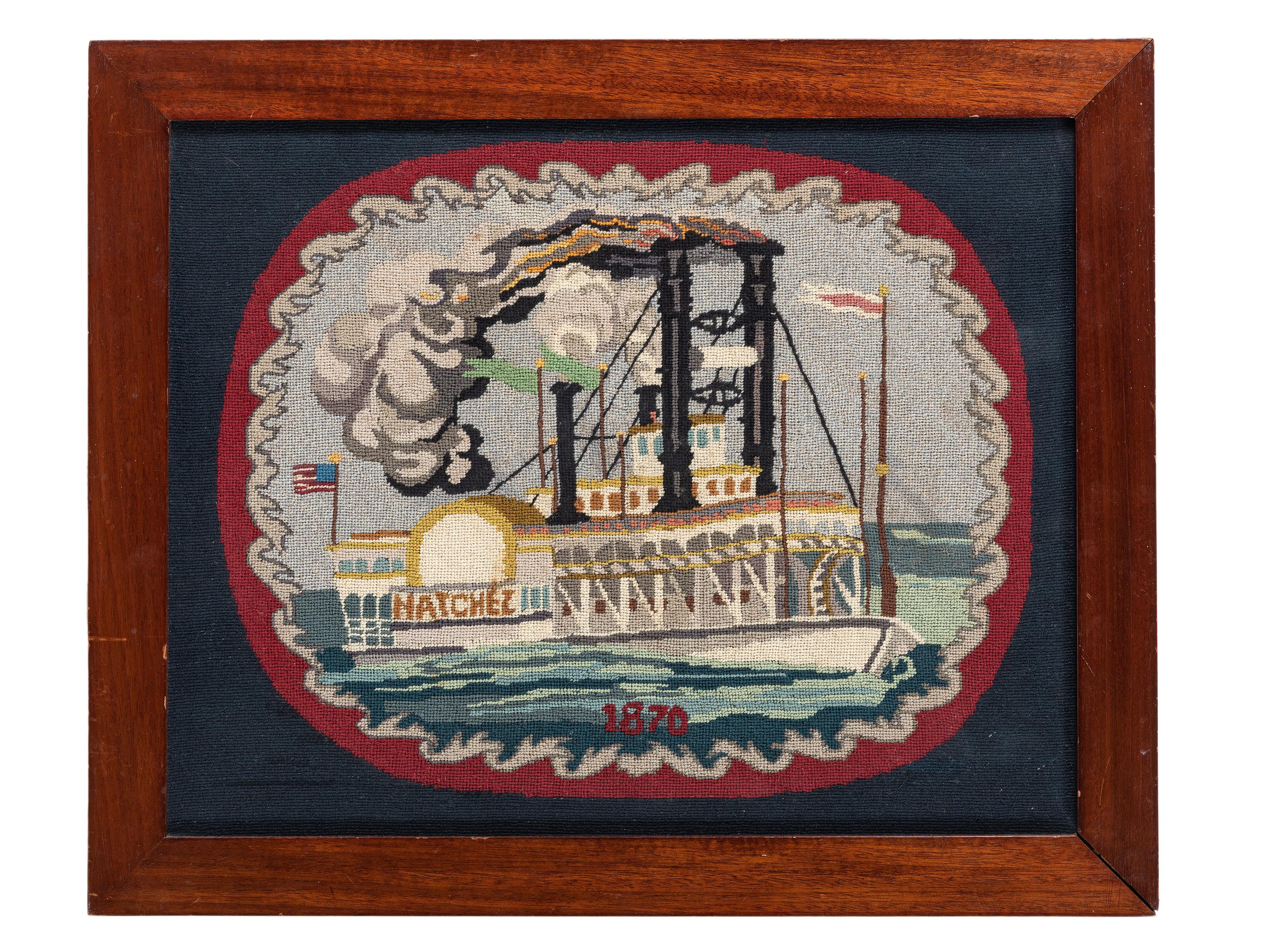A Needlework Picture of the Paddleboat Natchez