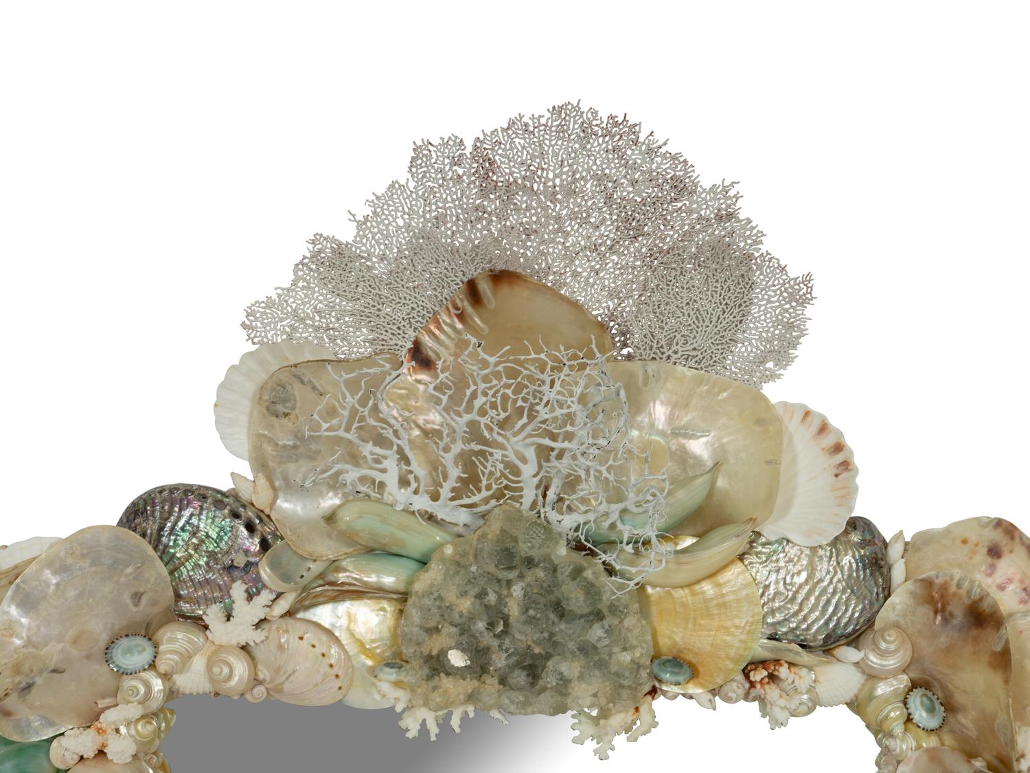 A Grotto Style Shell and Coral-Encrusted Mirror