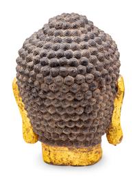 A Contemporary Giltwood Head of Buddha