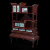 A Japanese lacquer display cabinet with cloisonné panels 日本漆器立柜及底座 Late Meiji period ????