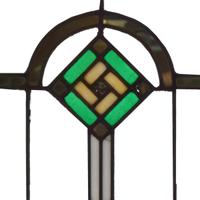 A Prairie School Leaded Glass Window 30" W x 2" D x 33" H — United States, Early 20th Century