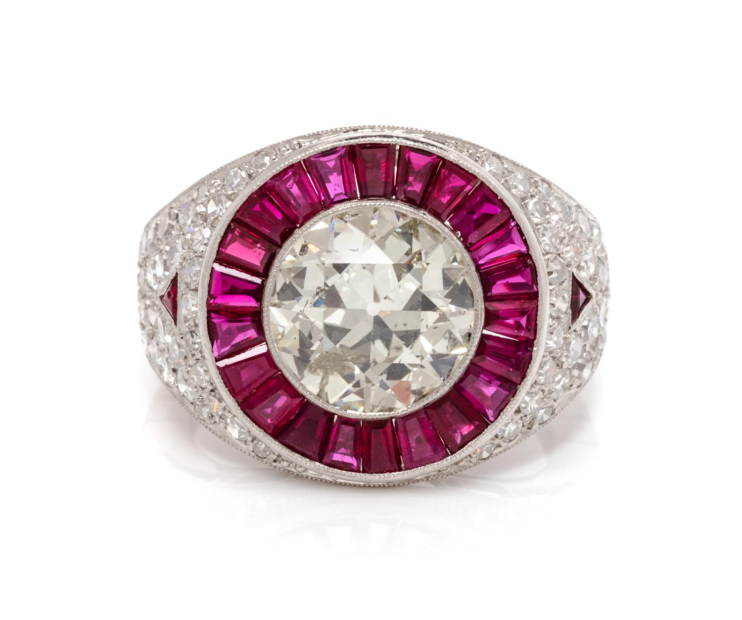 A Platinum, Diamond and Ruby Ring, 5.60 dwts.