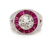 A Platinum, Diamond and Ruby Ring, 5.60 dwts.